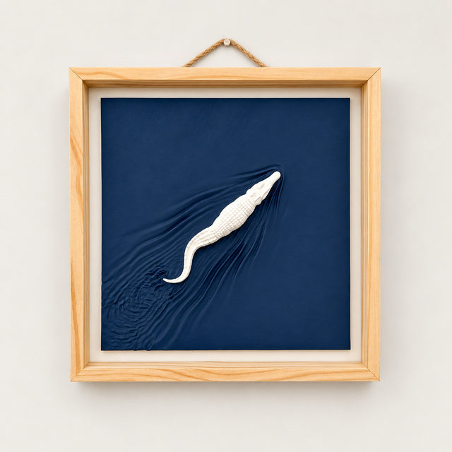 Explore Alligator Wall Art — Framed 3D Relief, 12 × 12 in in Navy